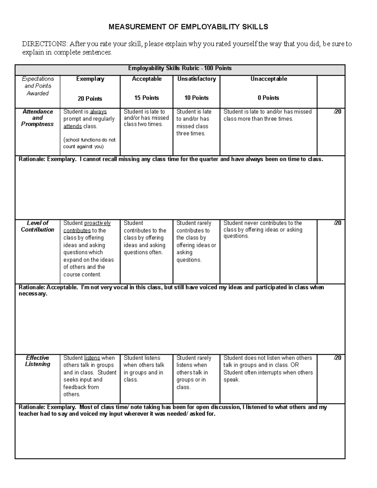 Copy of Measurement of Employability Skills - MEASUREMENT OF ...