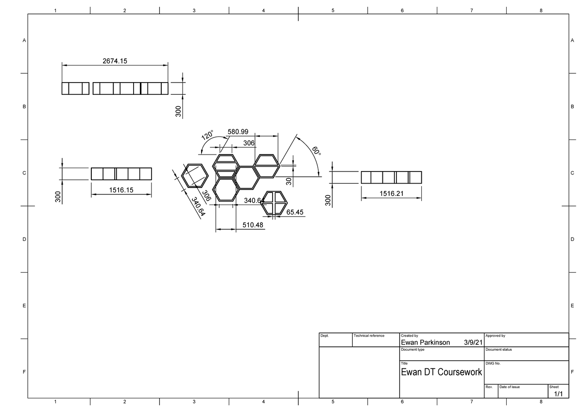 Working Drawings DT Coursework - A 12 3 4 5 6 7 1 2 3 4 5 6 7 8 B C D E ...