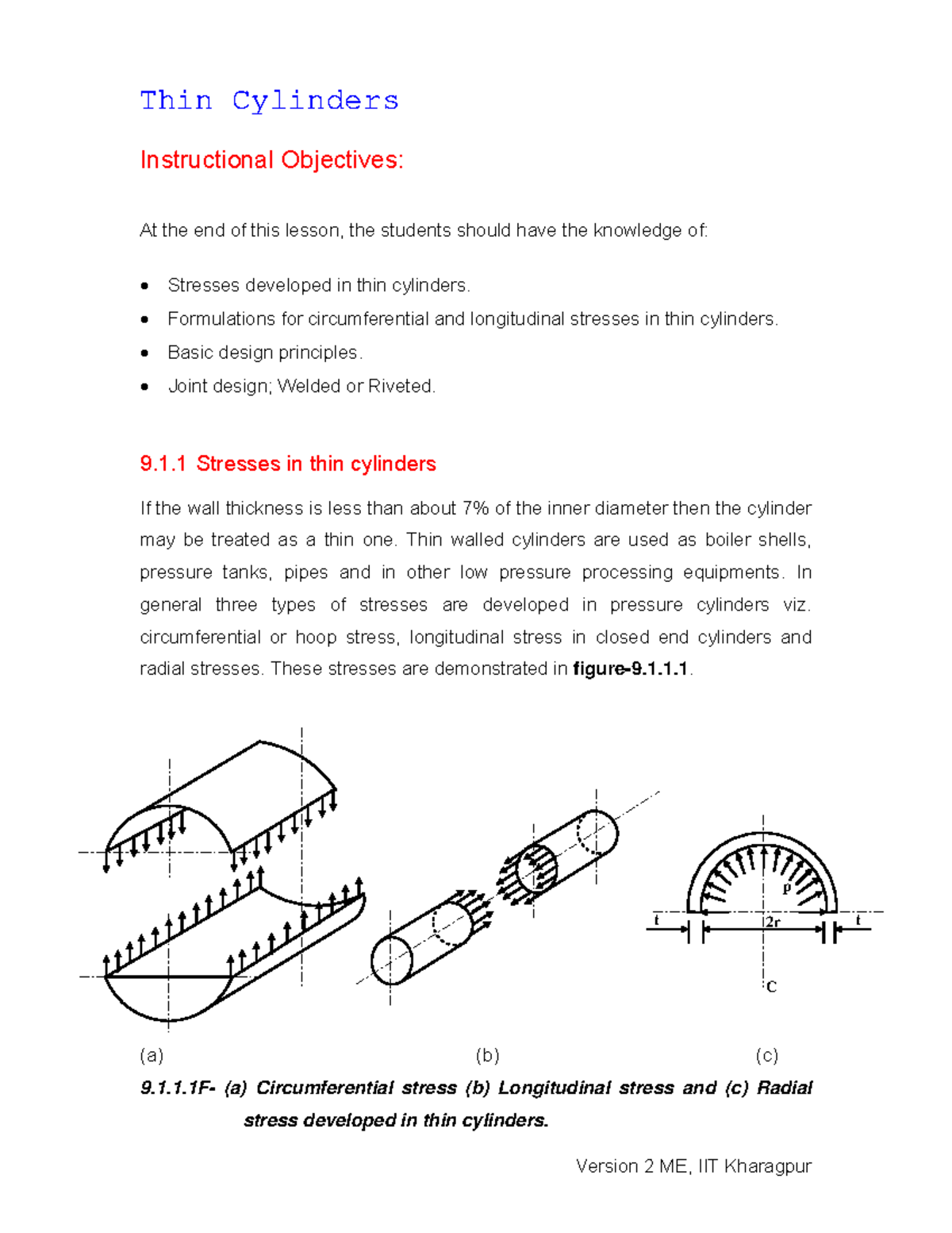 Thin Cylinders - this is about cylindrical and longitudinal shear ...