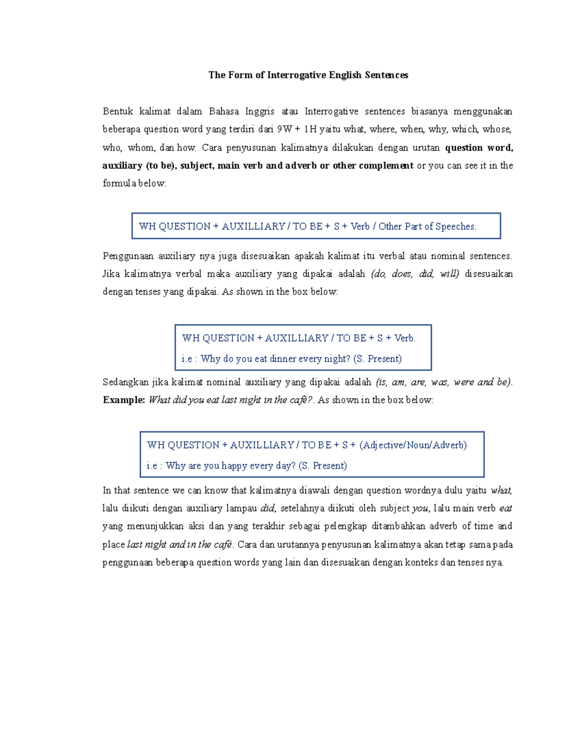 Form of Interrogative Sentences (Kalimat Tanya dalam Bahasa Inggris ...
