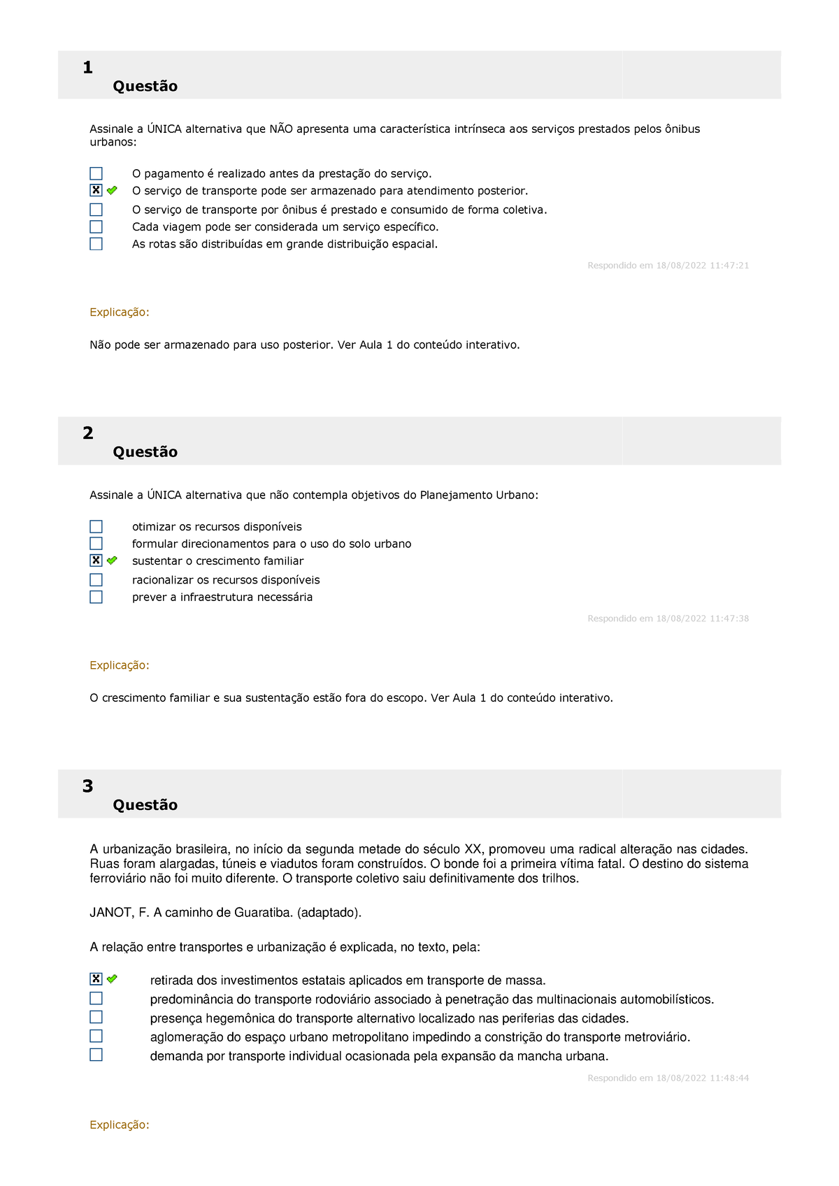 Teste DE Conhecimento 1 - Mobilidade E Sistemas DE Transportes - 1 ...