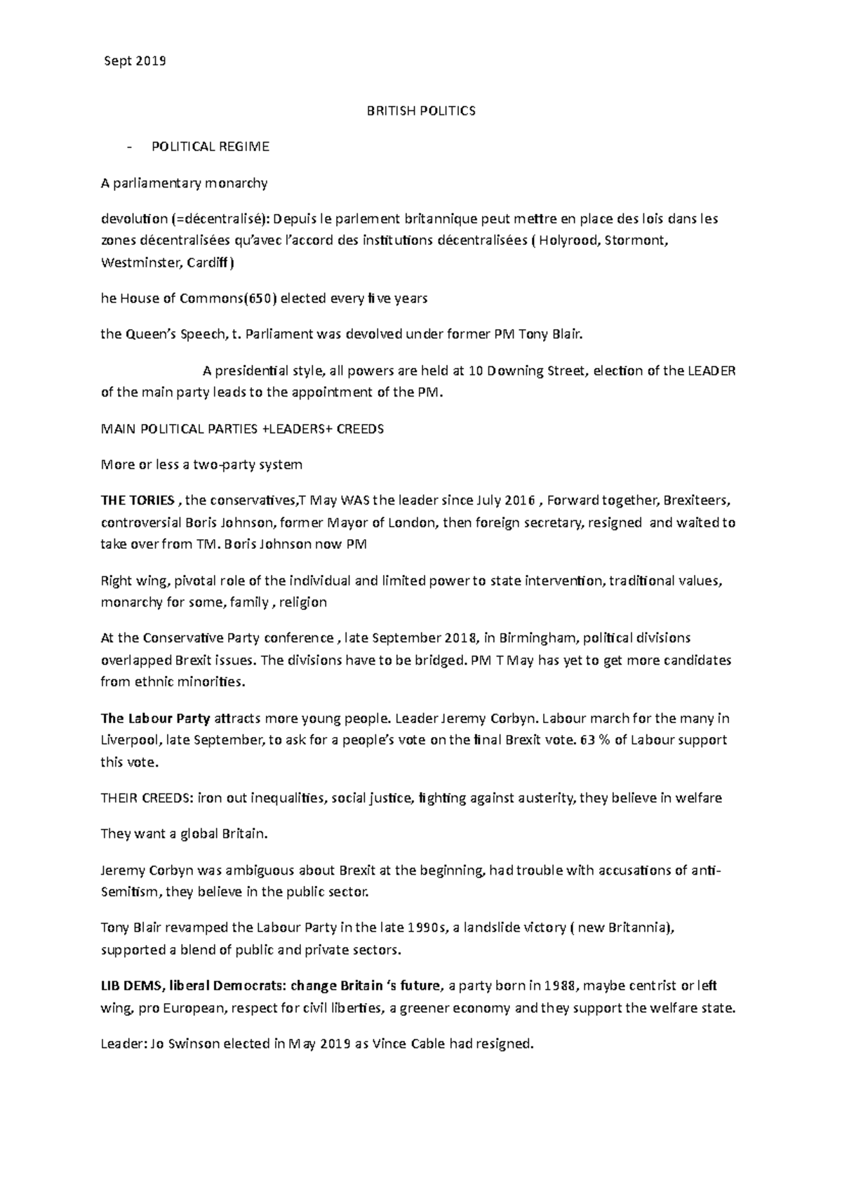 AN Introduction TO British Politics - Sept 2019 BRITISH POLITICS ...