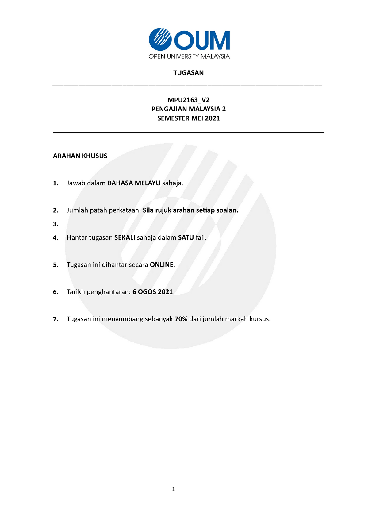 contoh assignment oum pengajian malaysia