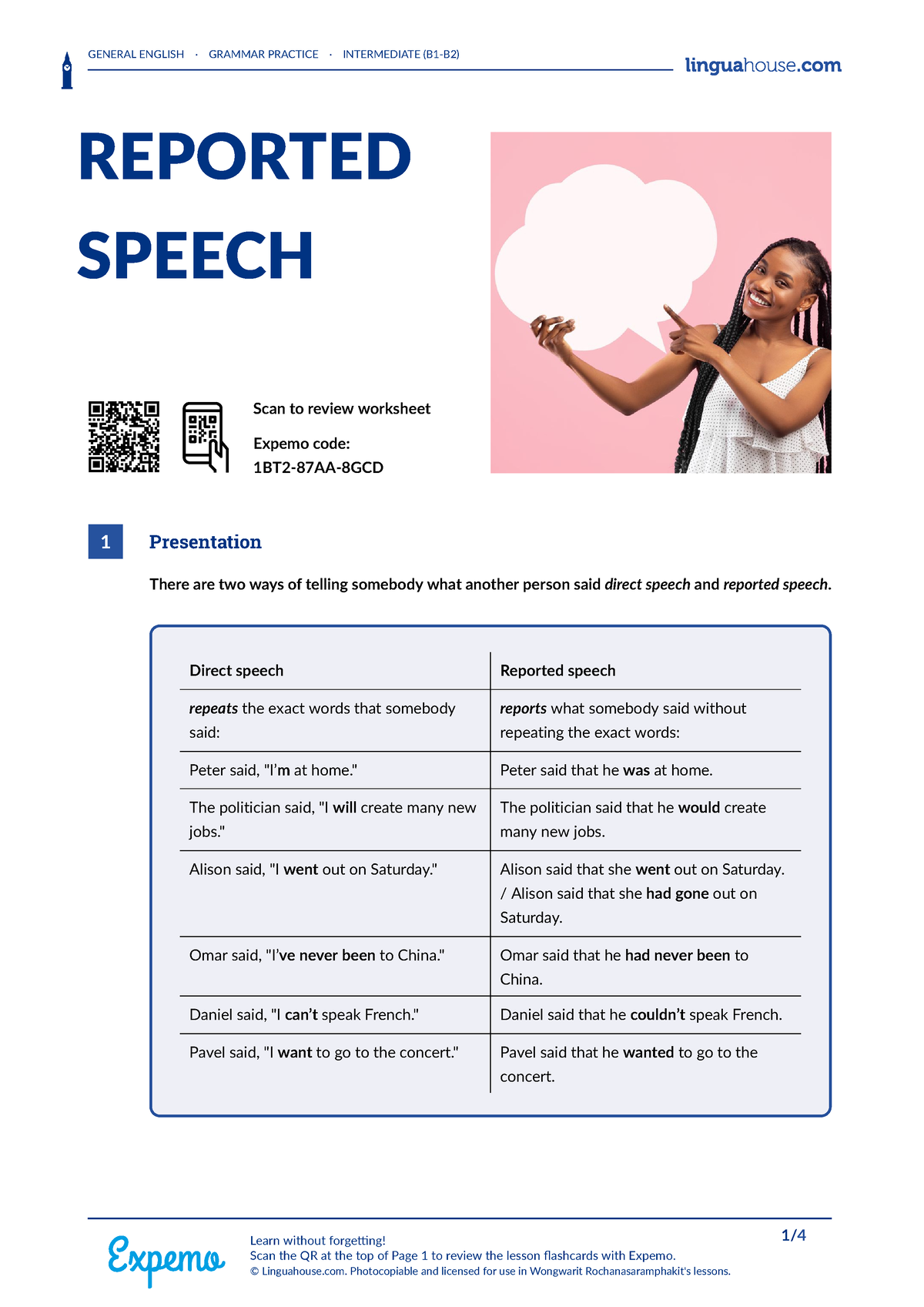 Reported Speech British English Teacher - GENERAL ENGLISH · GRAMMAR ...