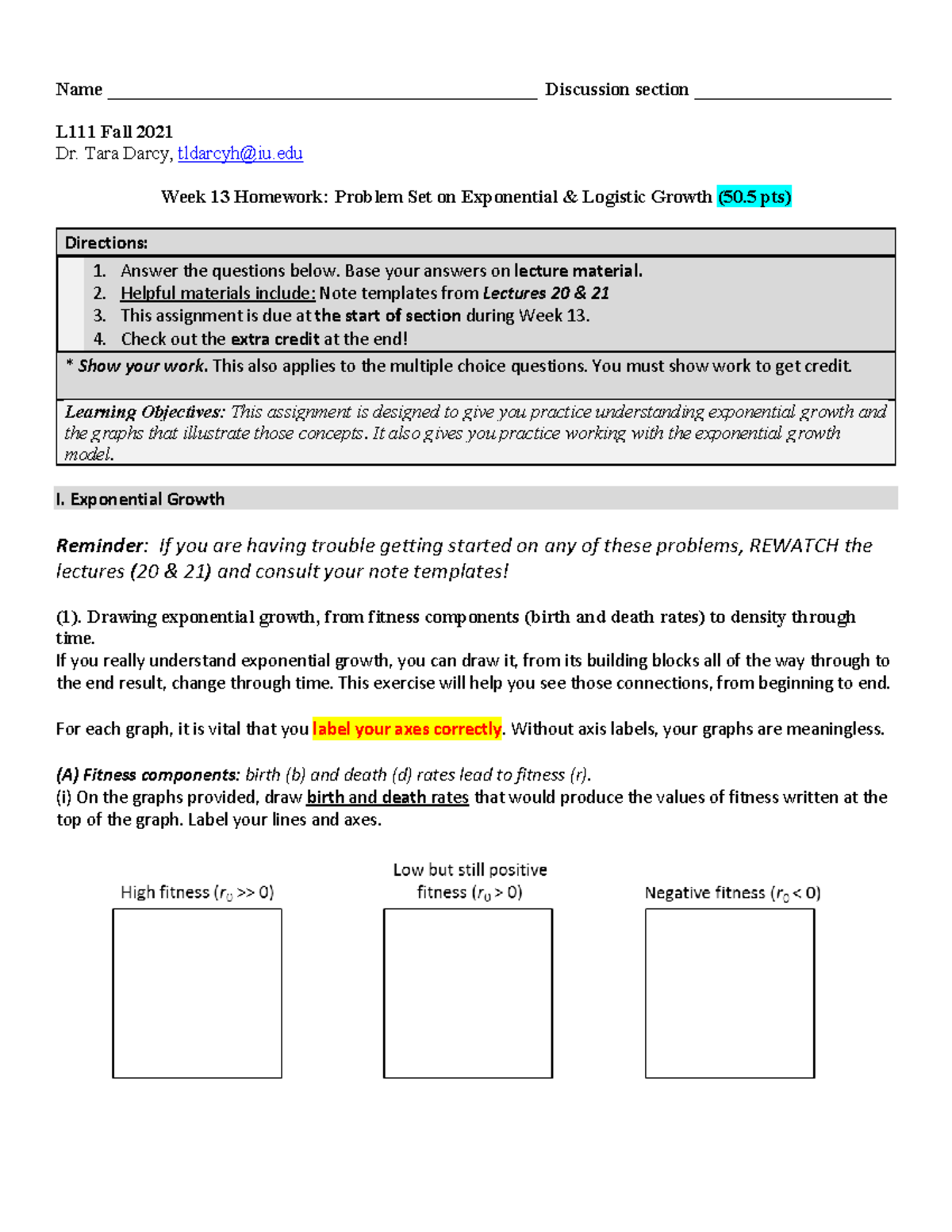 Discussion homework week 13 problem set exponential and logistic growth