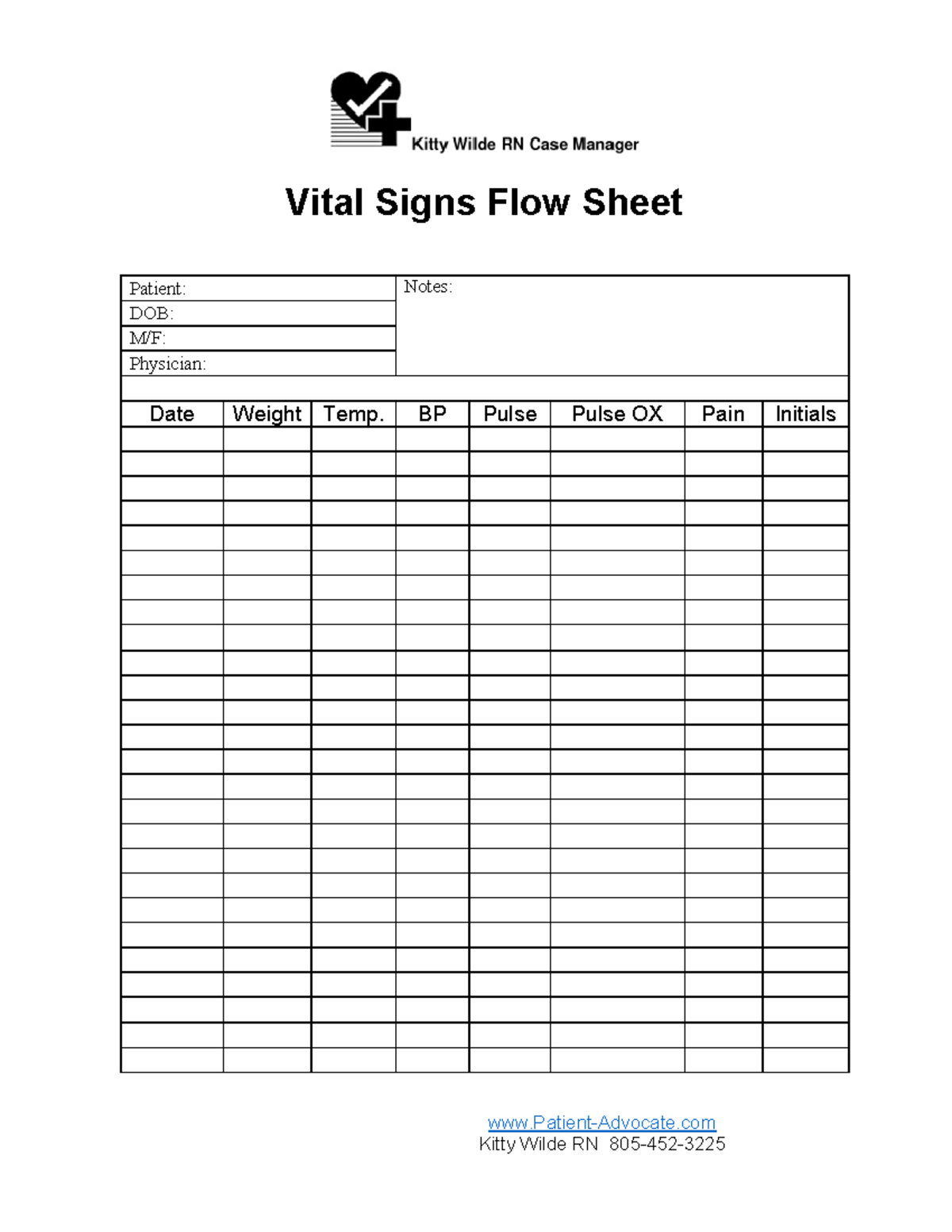 KMW-Vital Signs Flow Sheet - nursing - Vital Signs Flow Sheet Patient ...