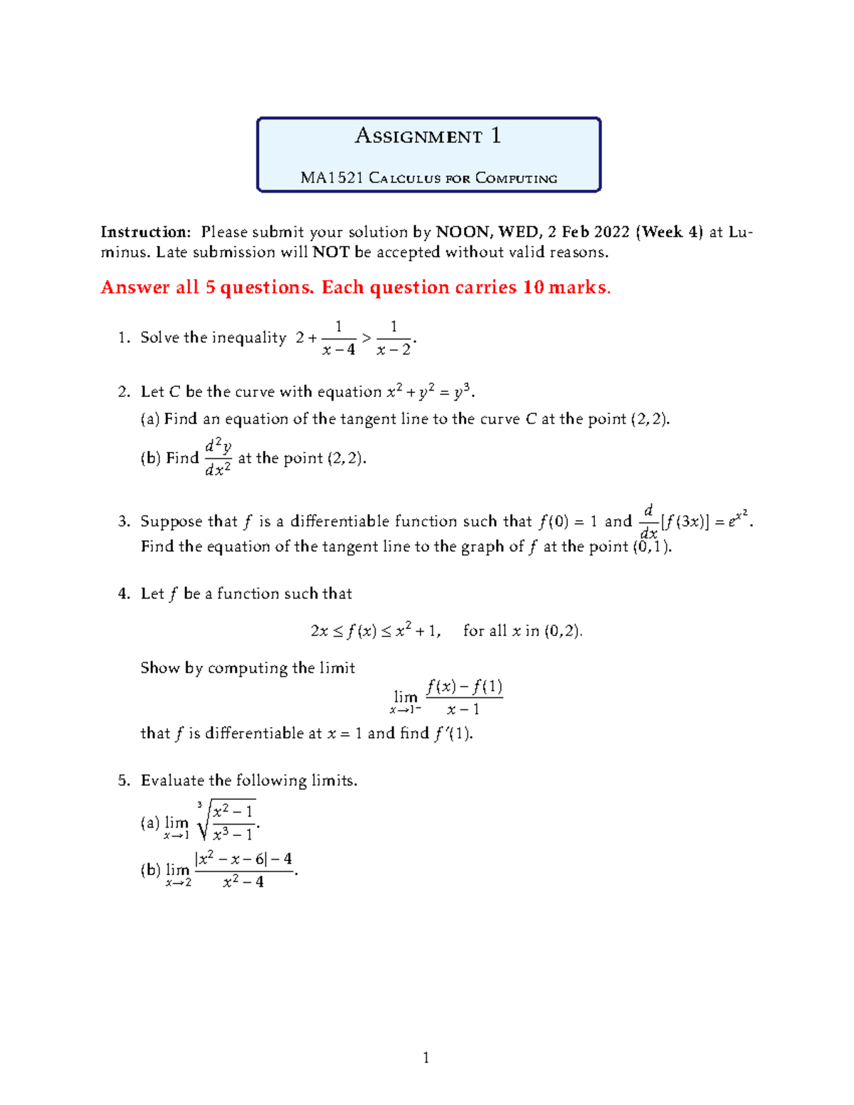Assignment 1 - Late submission will NOT be accepted without valid ...