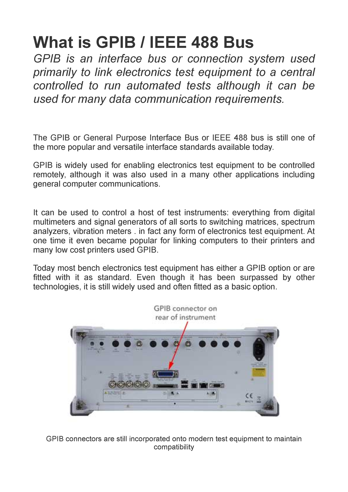 GPIB - All about GPIB - What is GPIB / IEEE 488 Bus ####### GPIB is an ...