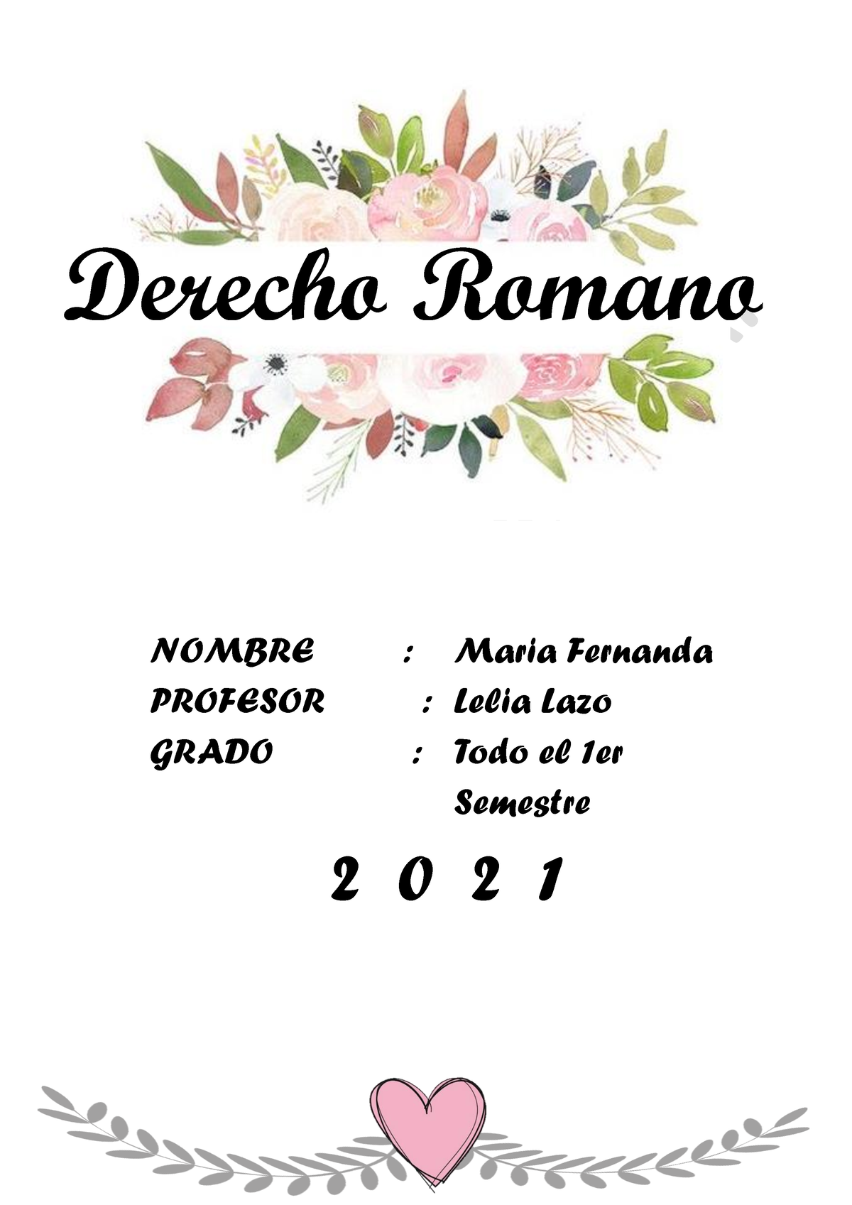 Derecho Romano 1 semestre-1-14 - NOMBRE : Maria Fernanda PROFESOR ...