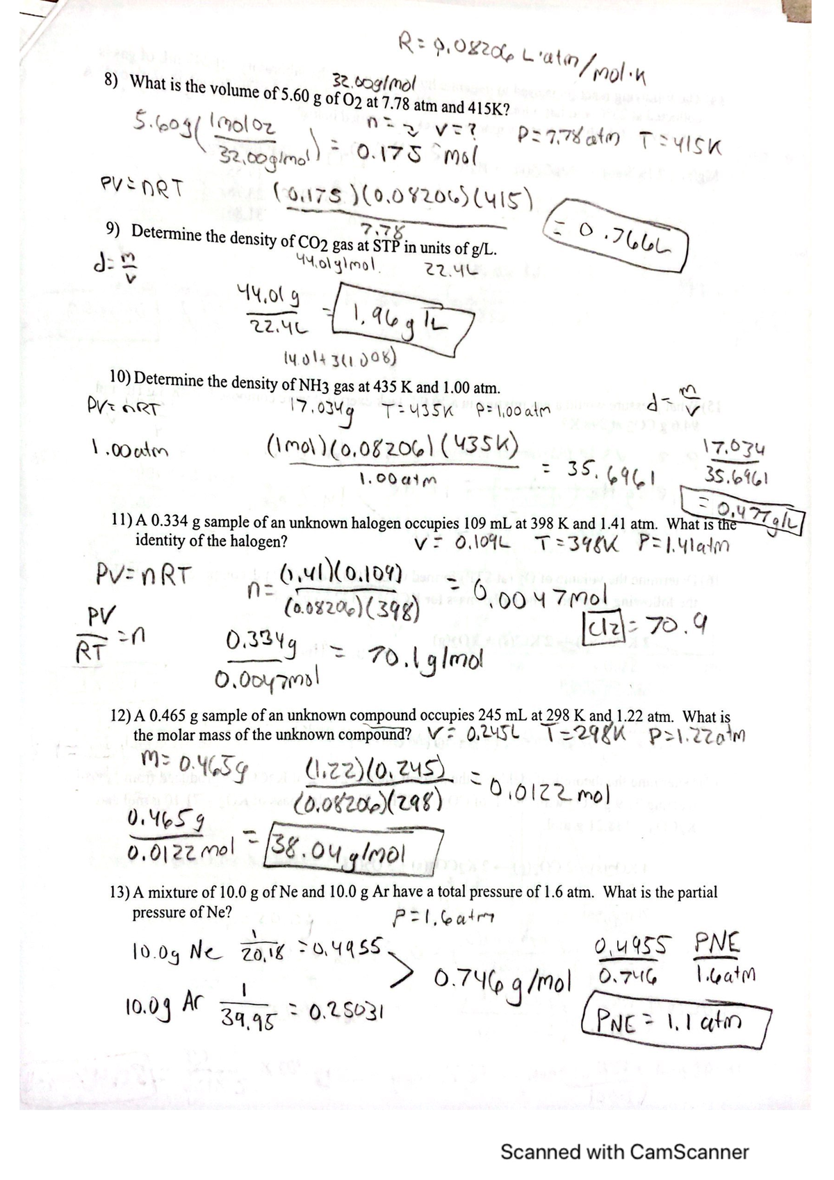 Chem ch 5 - 2 - Chem Chapter 5 practice problems - CHM 103 - Studocu