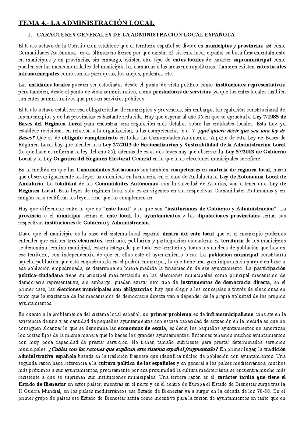 Tema 4.- La Administración Local - TEMA 4.- LA ADMINISTRACIÓN LOCAL 1 ...