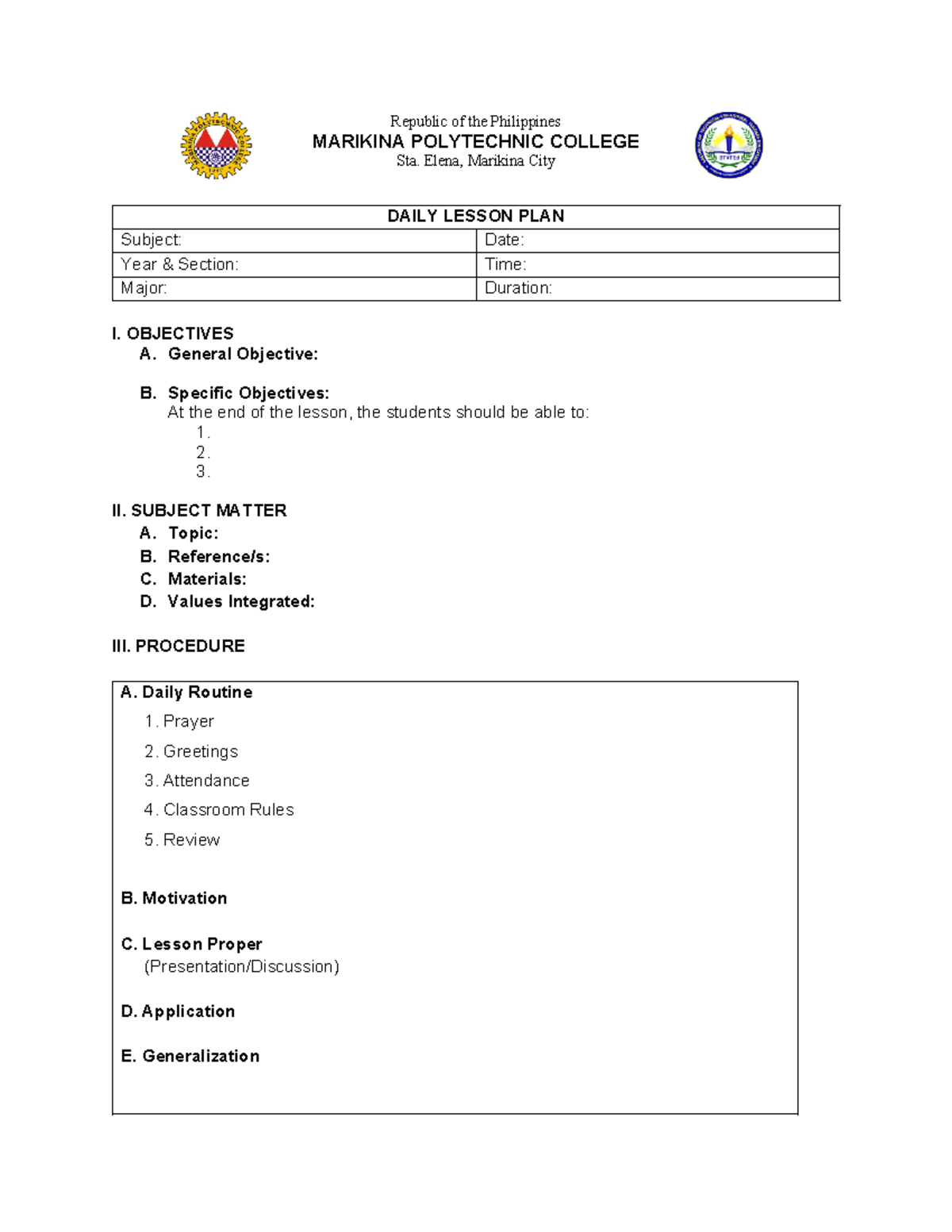 Daily-Lesson-Plan - detailed lesson plan in mopm - Republic of the ...