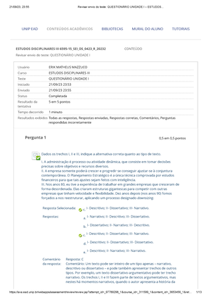 Revisar Envio Do Teste Atividade Teleaula II – - 12/09/23, 16:30 ...