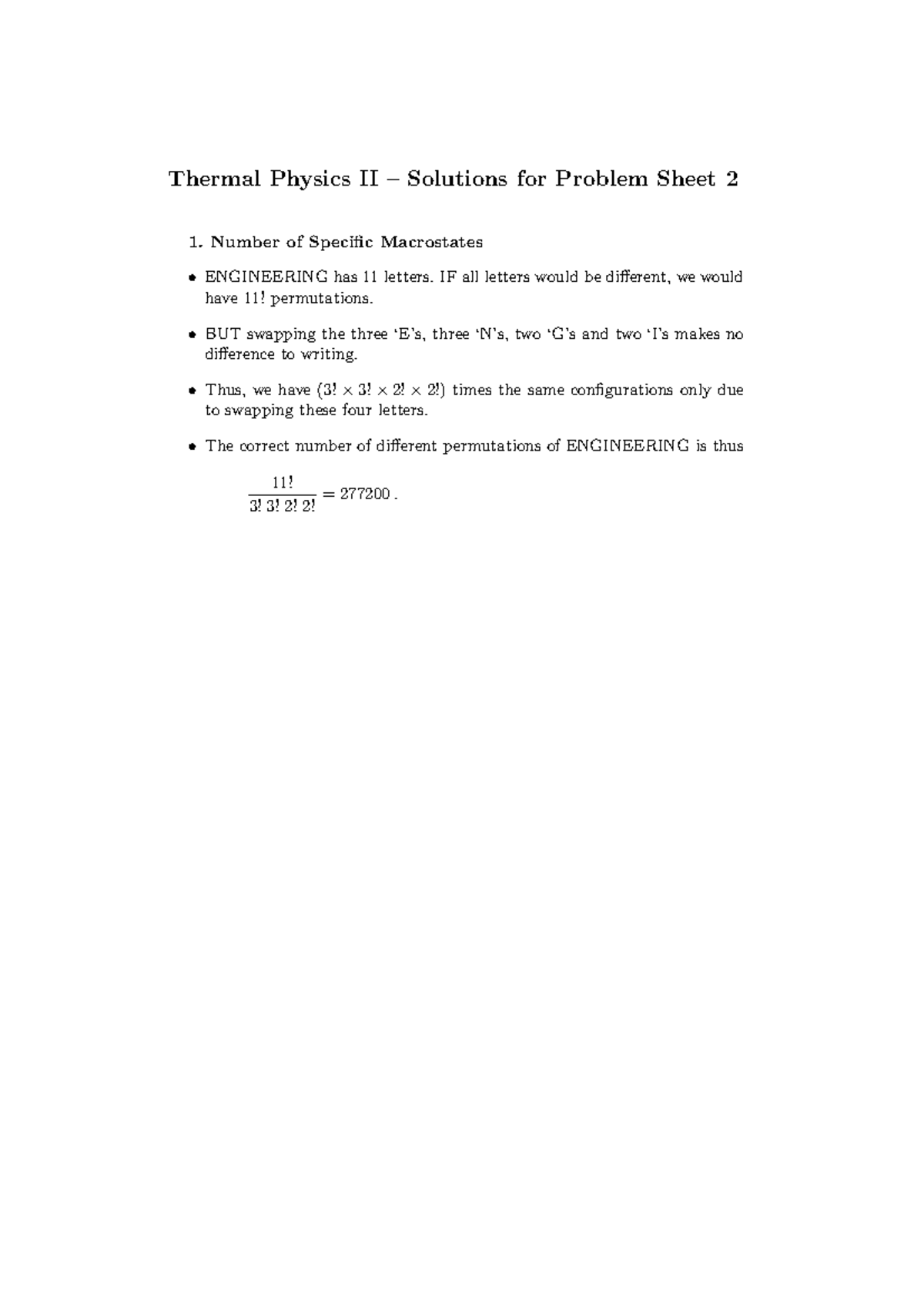 PX265 2012-2013 Problem Sheet 2 - Solutions - Thermal Physics II ...