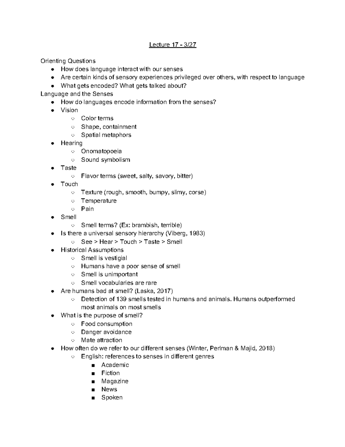 Lecture 17 - 3 27 - Notes - Lecture 17 - 3/ Orienting Questions How ...