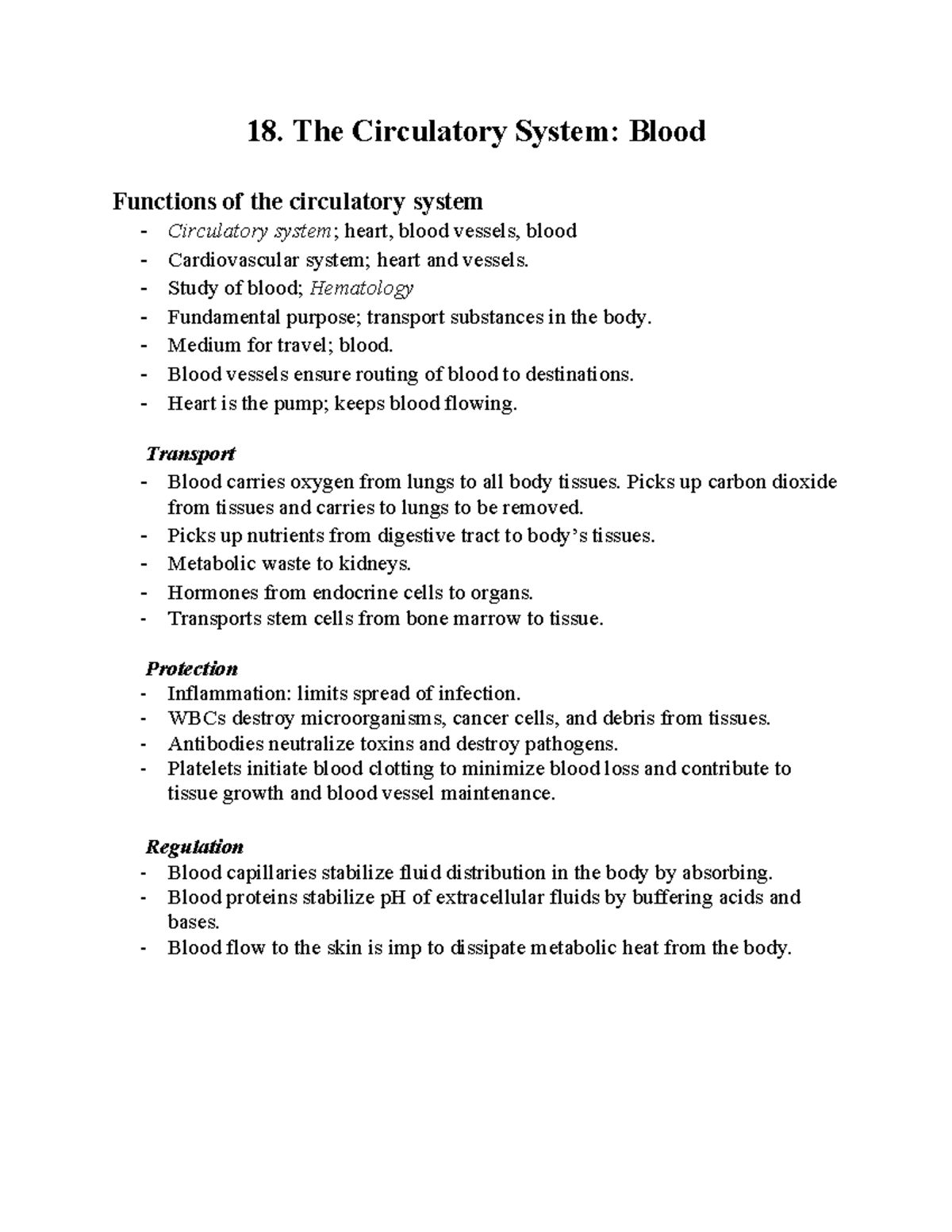 18. Blood - important stuff - 18. The Circulatory System: Blood ...