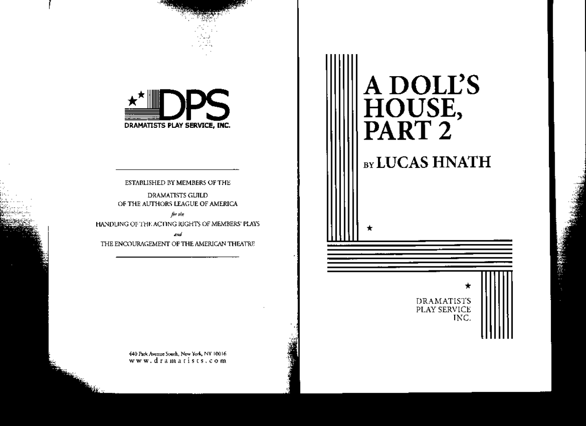 A Doll's House Part 2 ' DRAMATISTS PLAY SERVICE, INC. ESTABLISHED BY