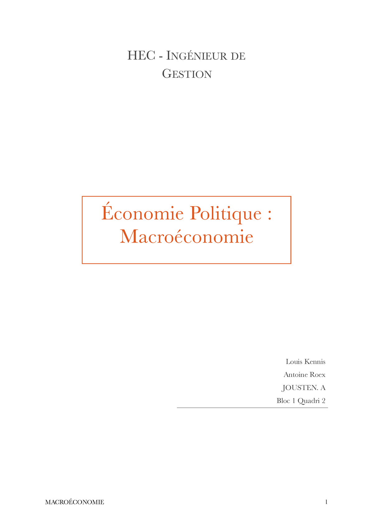 B1 Macroeconomie - Macro Lectures - ) HEC - INGÉNIEUR DE GESTION ...