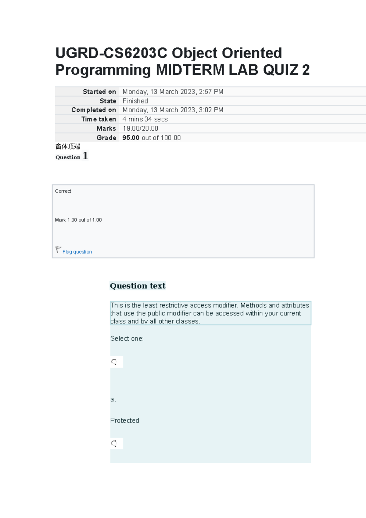 UGRD-CS6203 C Object Oriented Programming Midterm LAB QUIZ 2 - UGRD ...