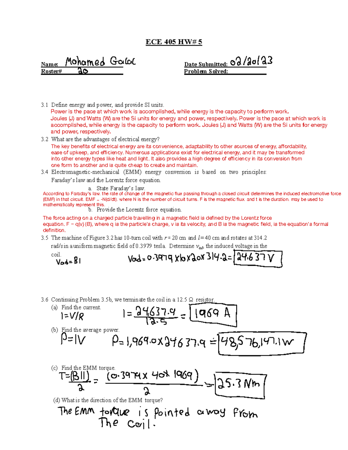 HW+5+Posted - Hw 5 - ECE 405 HW# 5 Name: Date Submitted: Roster ...