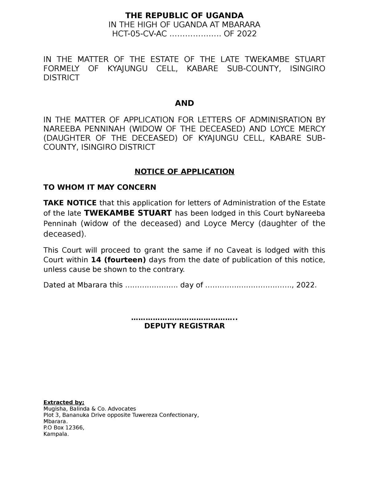 application letter uganda