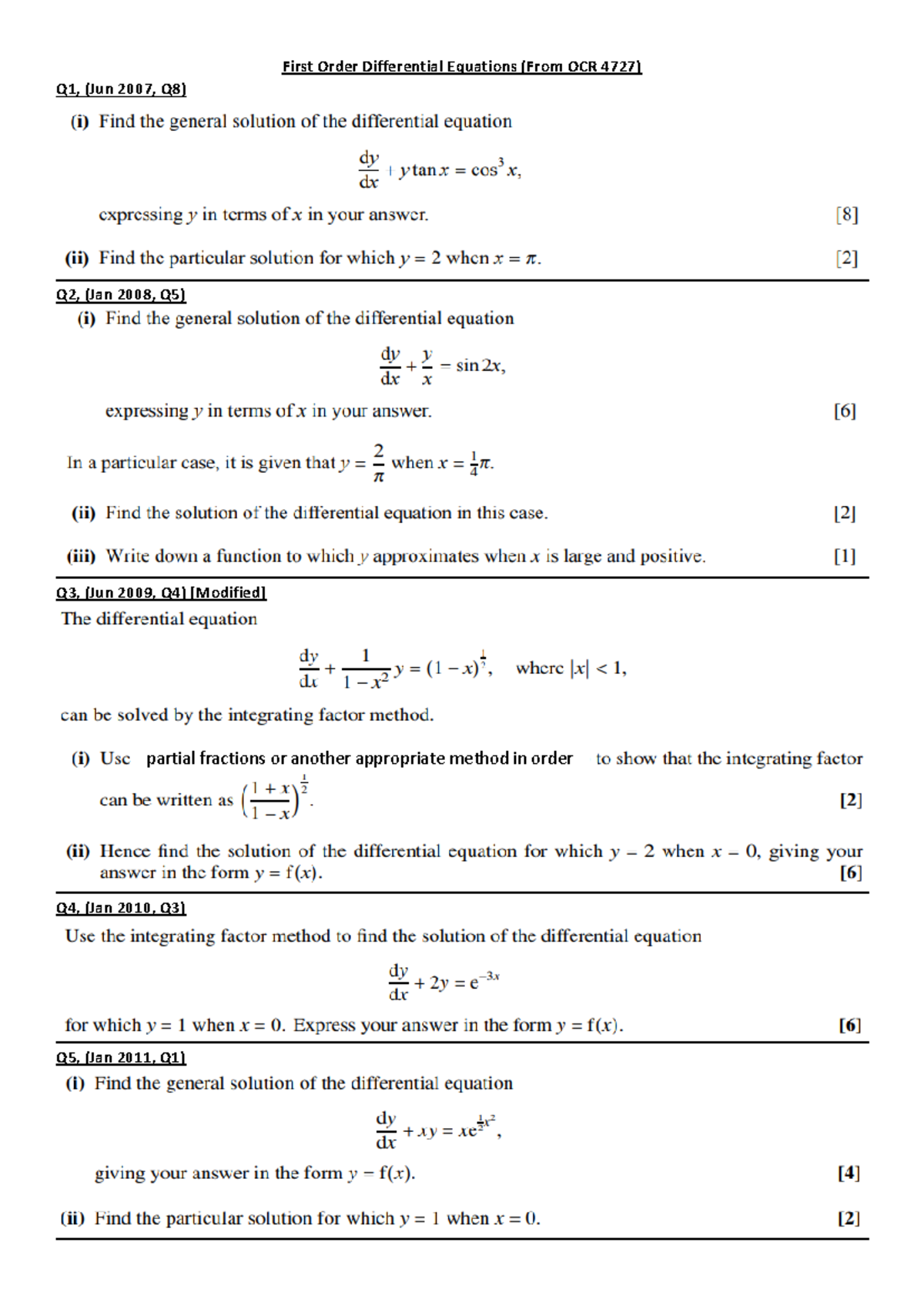 First Order DE Problems - Bachelor of Science in Electrical Engineering ...