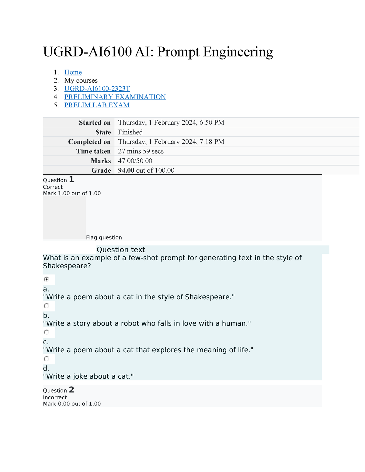 UGRD-AI6100 AI Prompt Engineering Prelim Lab Exam - UGRD-AI6100 AI ...