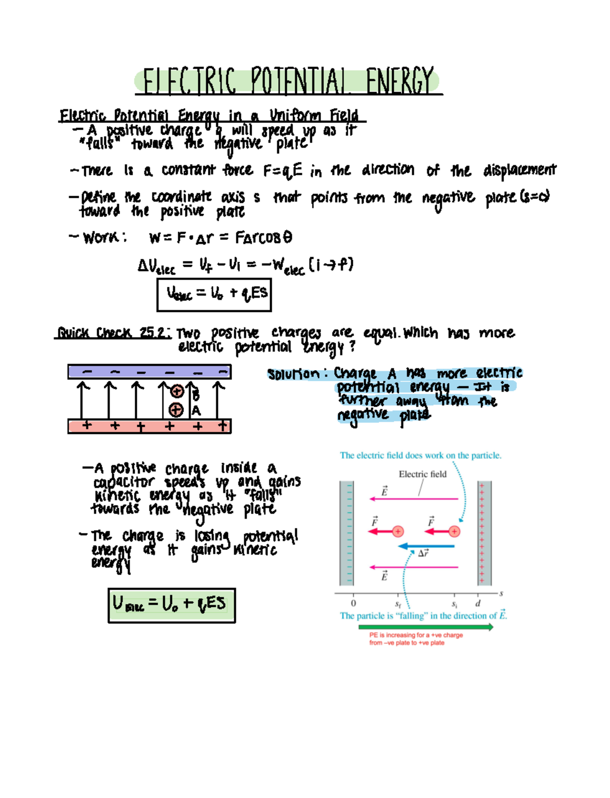 Lecture 10: Electric Potential Energy (chapter 25) - Electric Potential 