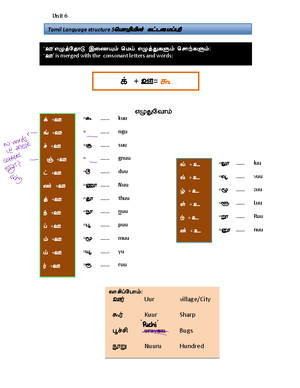 Tamil Language Worksheet - Lec 2 - Please merge the words with ‘உ ...