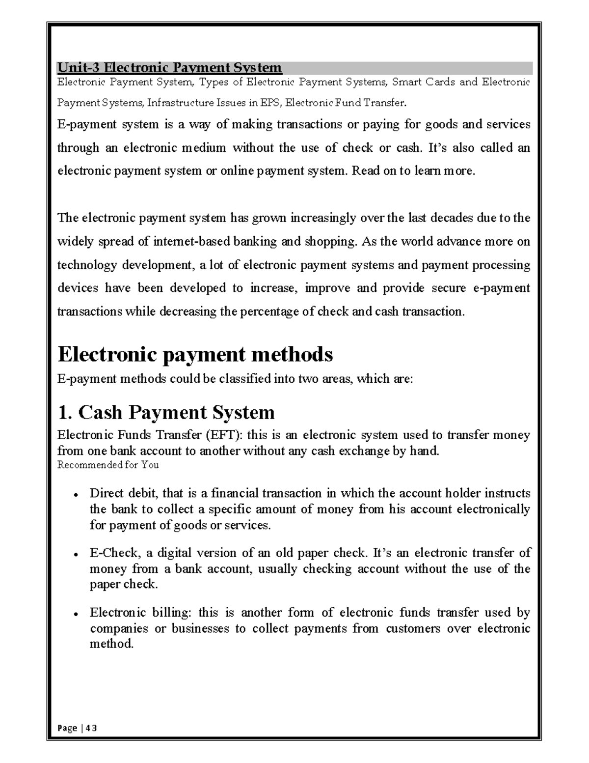 E business UnitIII, 2020 Unit3 Electronic Payment System