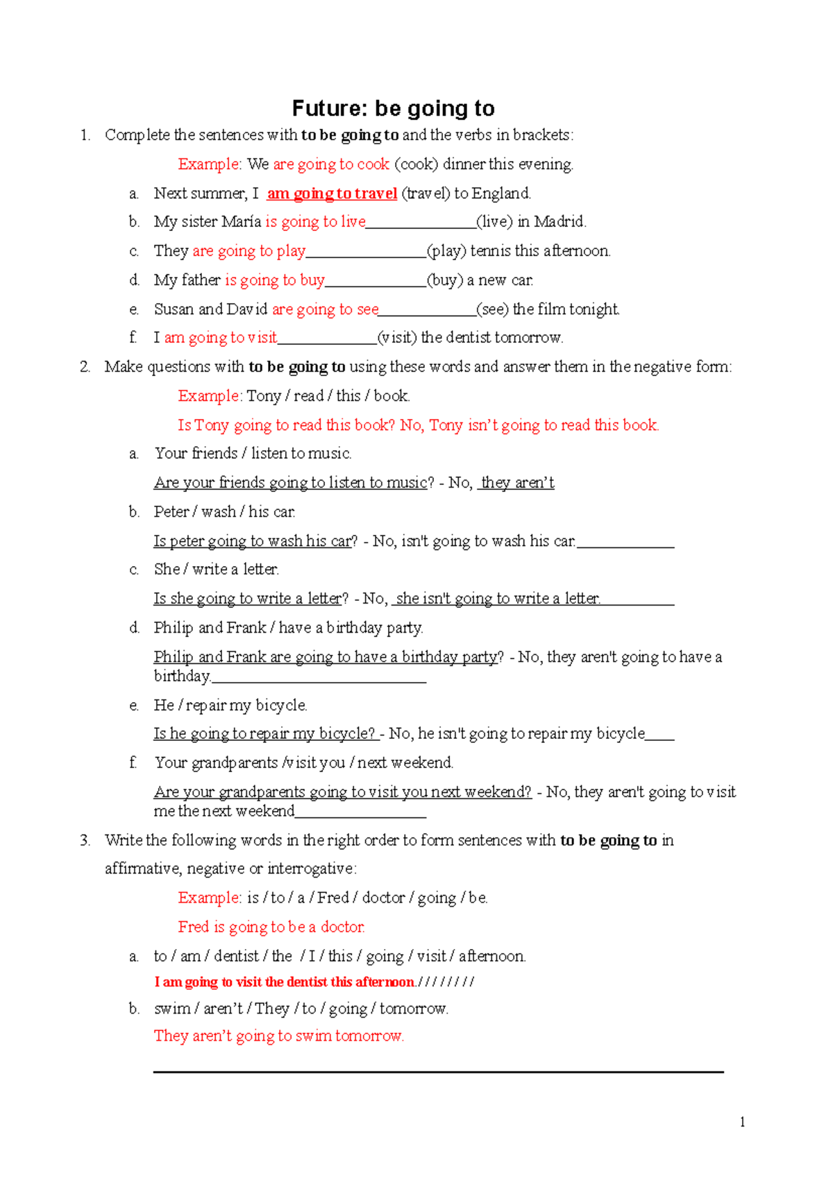 Tarea 5 Future Be Going To Complete The Sentences With To Be Going To And The Verbs In Brackets Studocu