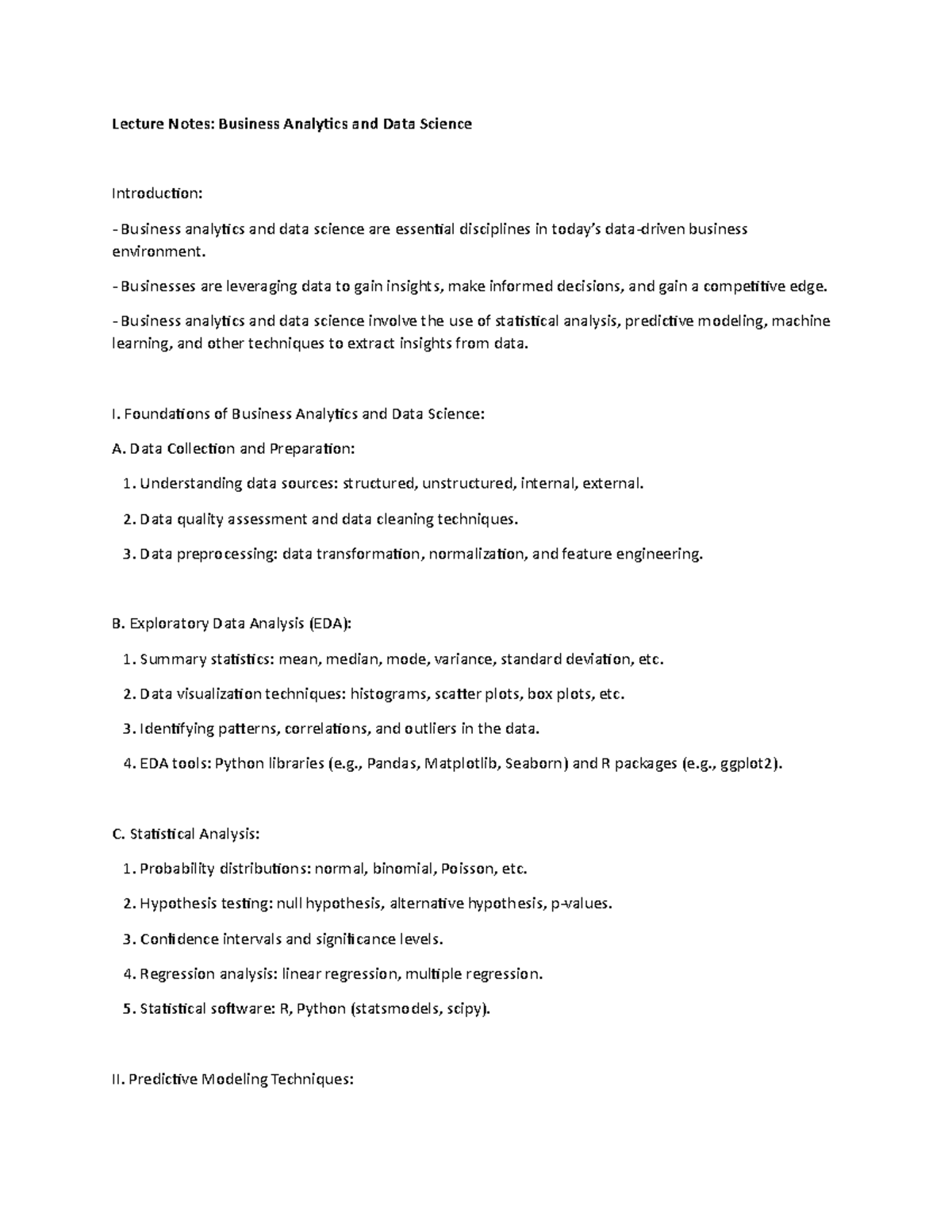 Lecture Notes::Business Analytics and Data Science - Lecture Notes ...