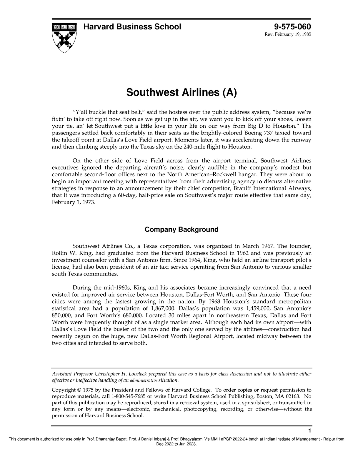 southwest airlines case study harvard pdf