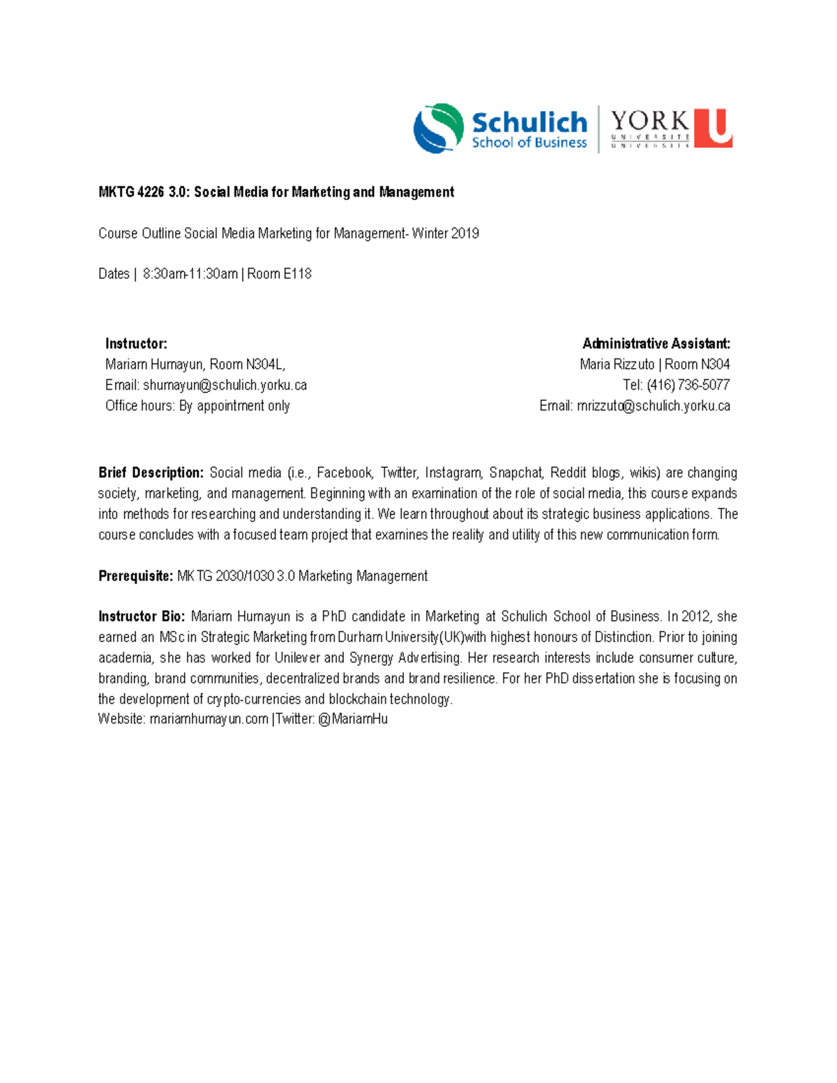 Copy of social media marketing syllabus winter 2019 1 mktg 4226 3 