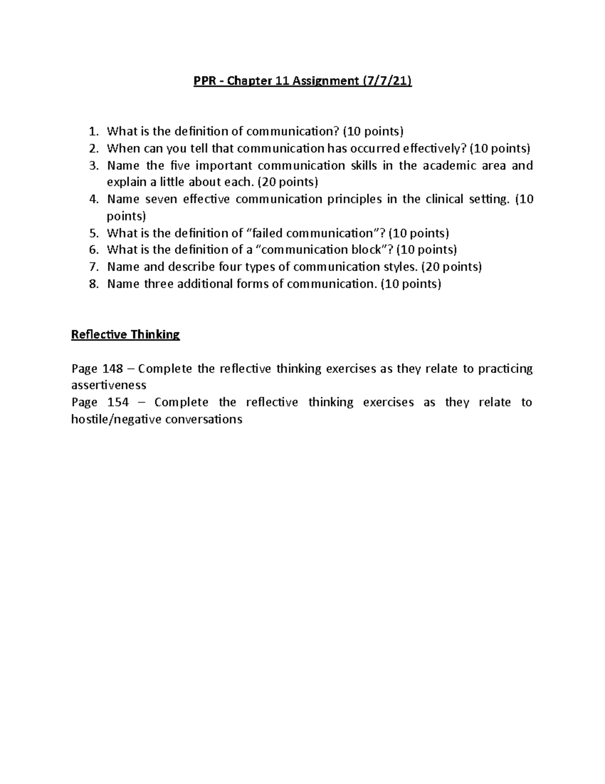 PPR Assignment - Chapter 11 - PPR - Chapter 11 Assignment (7/7/21) What ...