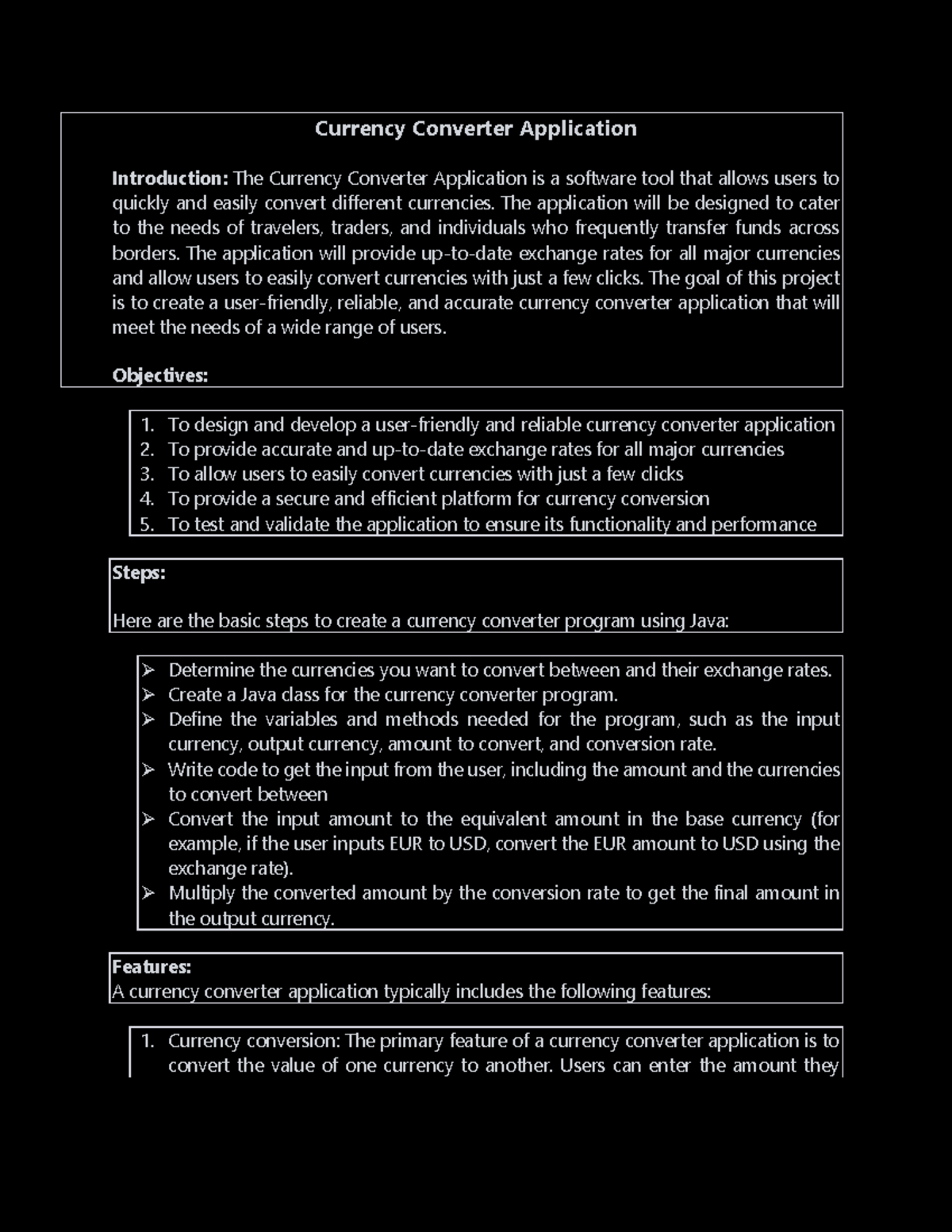 Currency Converter Application - The application will be designed to ...