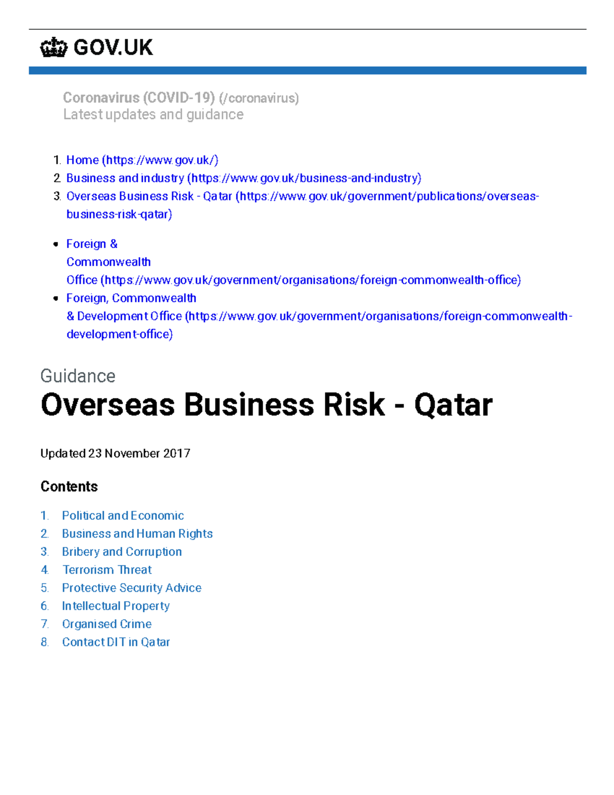 Qatar RISK Home (gov/) Business and industry (gov/businessand