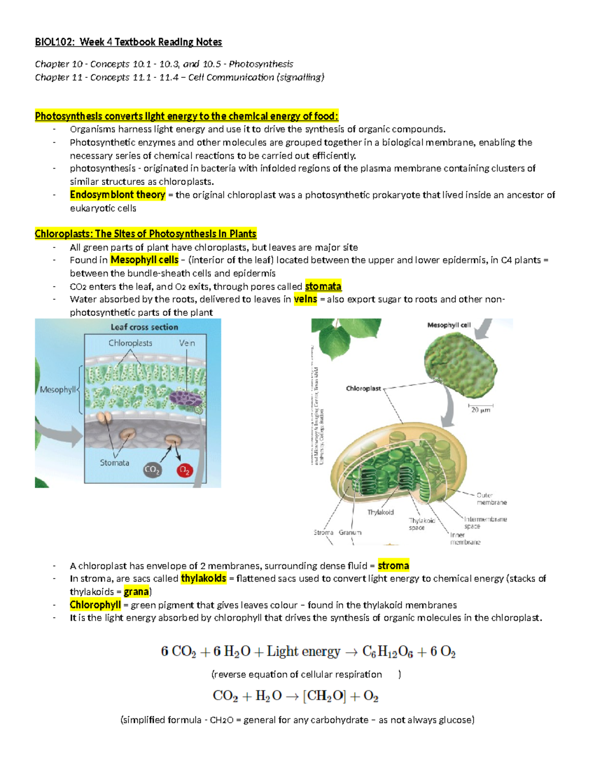 BIOL102 Week4 Textbook notes - BIOL102: Week 4 Textbook Reading Notes ...