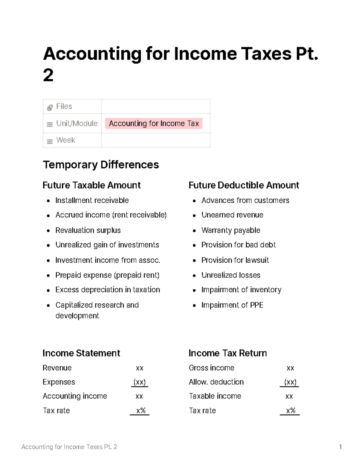 025912613 - notes - Accounting for Income Taxes Pt. 2 Files Unit/Module ...