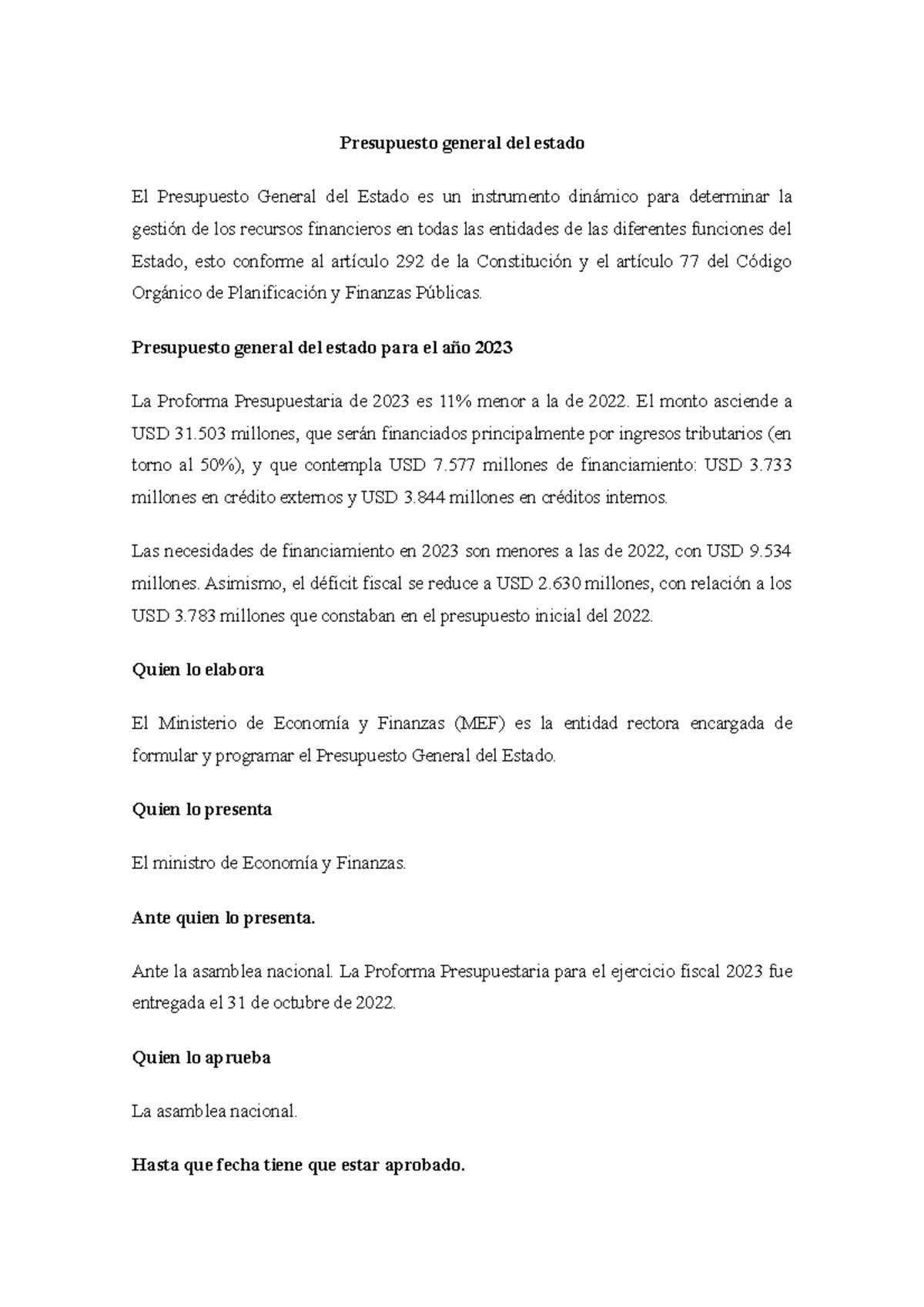 El Presupuesto General Del Estado - Presupuesto General Del Estado El ...