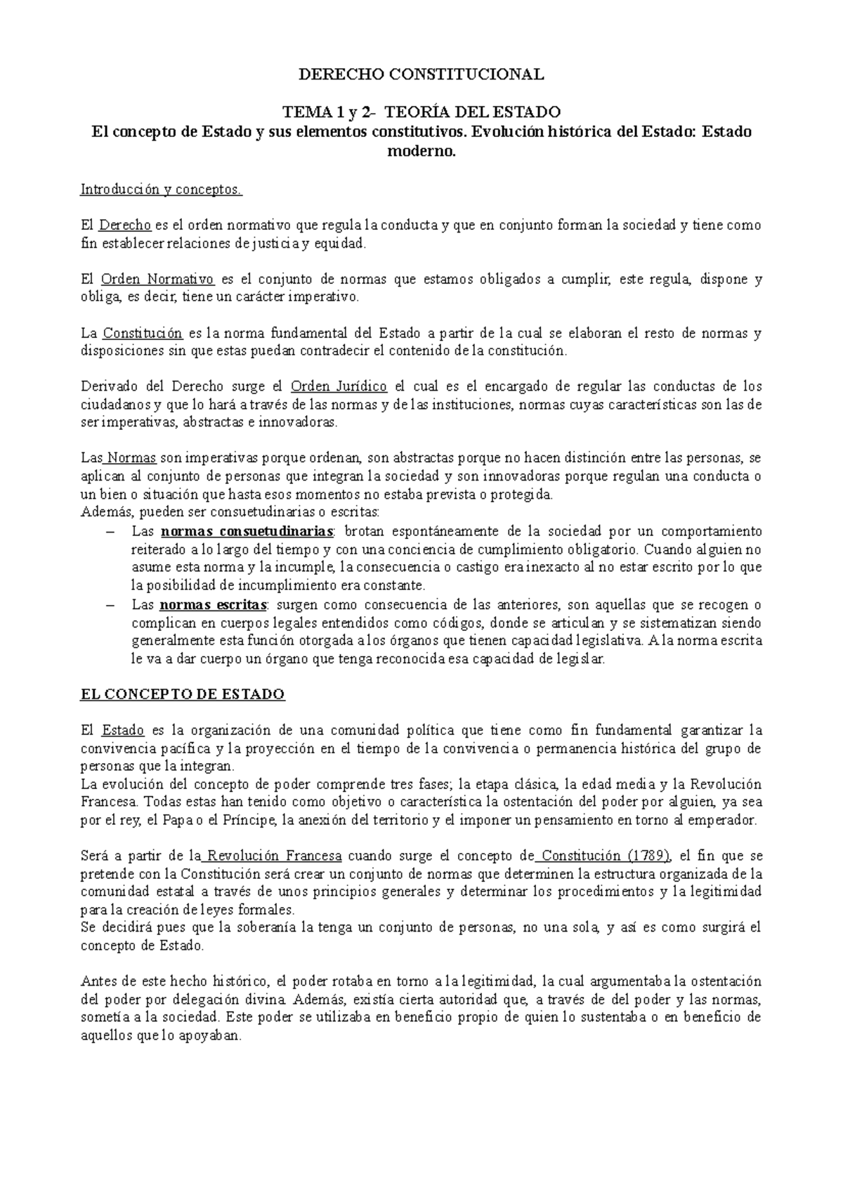 Apuntes Derecho Constitucional I - DERECHO CONSTITUCIONAL TEMA 1 Y 2 ...