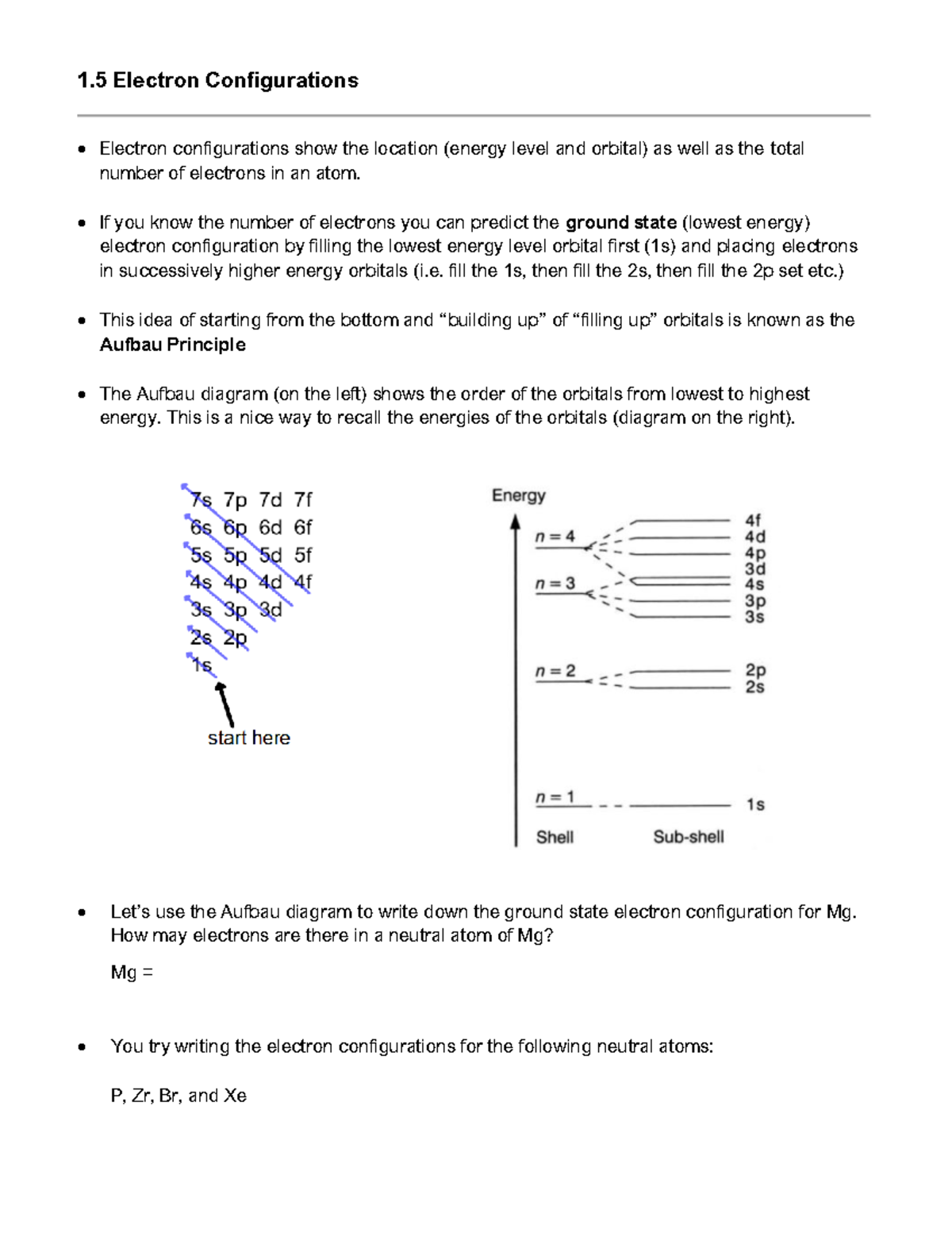 L1.5 Electron Configurations - 1 Electron Configurations Electron ...