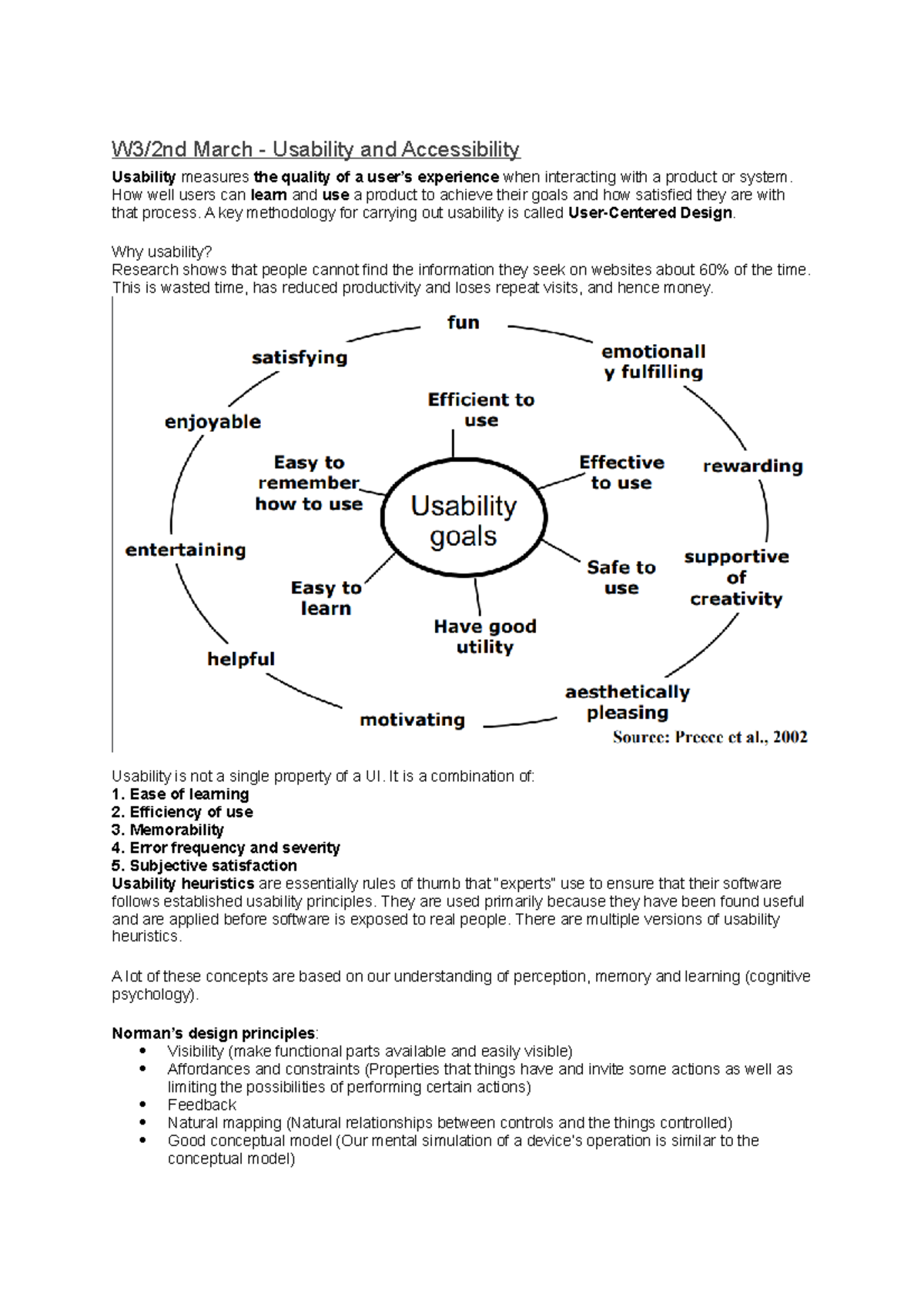 Week 3 - Lecture notes 3 - W3/2nd March - Usability and Accessibility ...