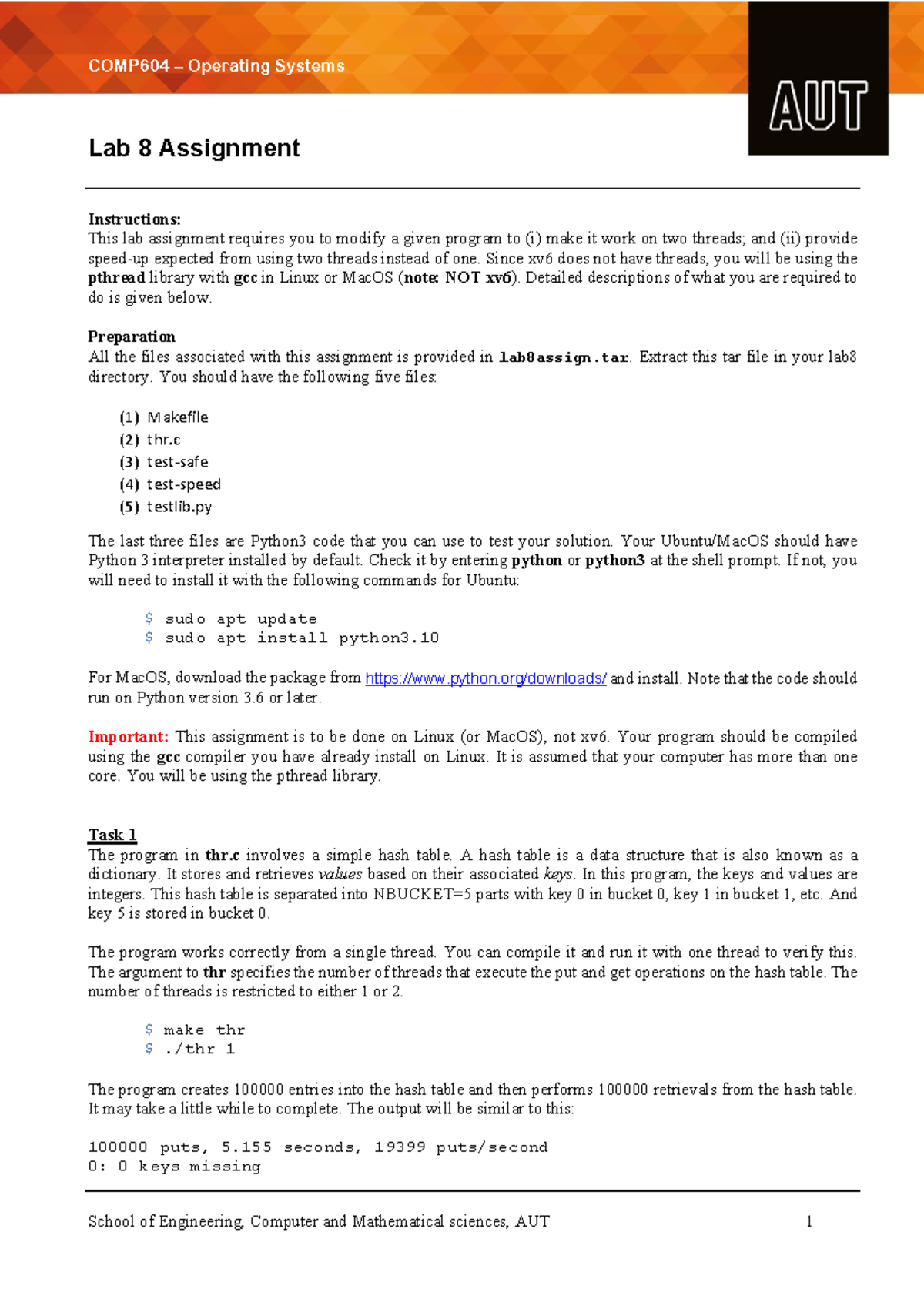 COMP604-LAB08-Assign 2023 - COMP604 – Operating Systems School of ...