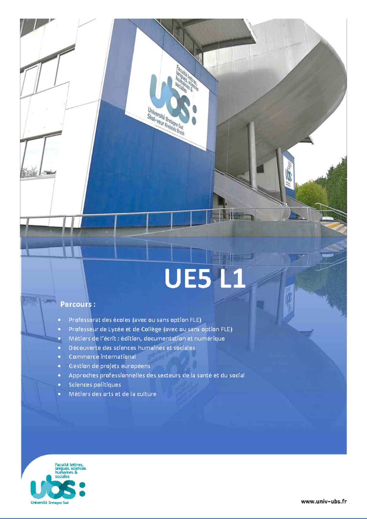 Livret UE5 L1 2023-2024 - UE5 L Parcours : Professorat Des écoles (avec ...