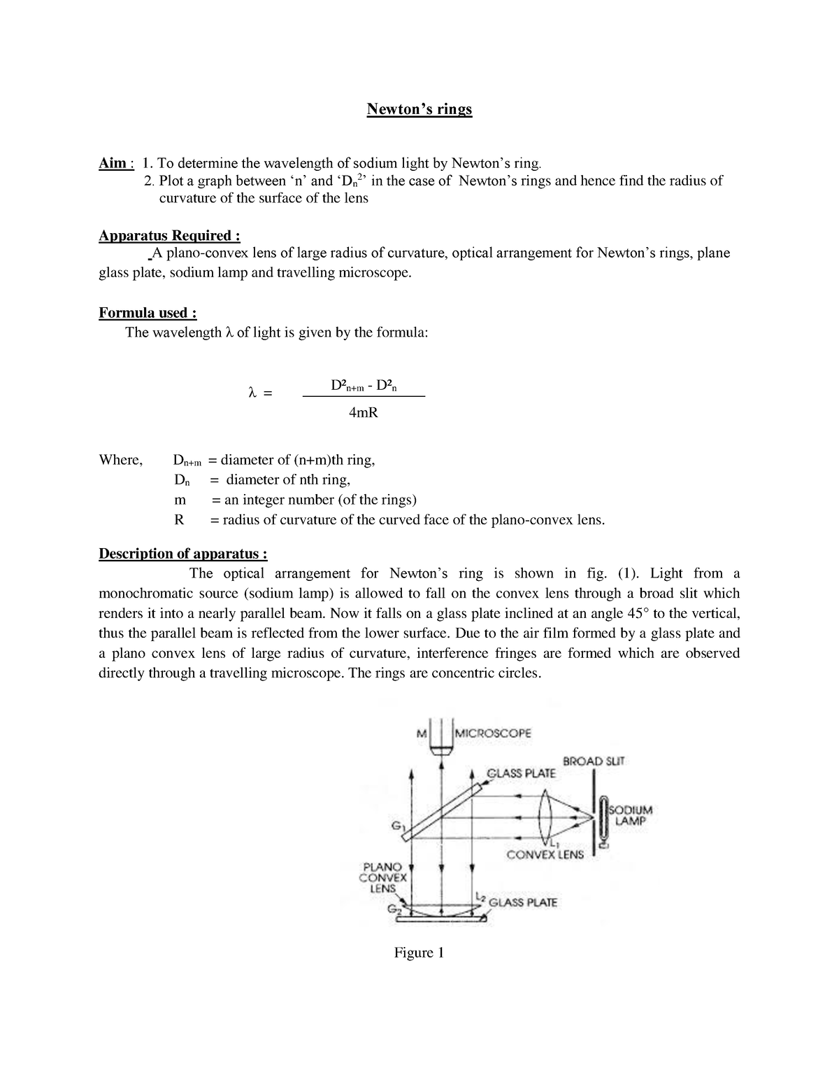 Interference-Newtons Ring Experiment | PDF | Lens (Optics) | Physical  Phenomena