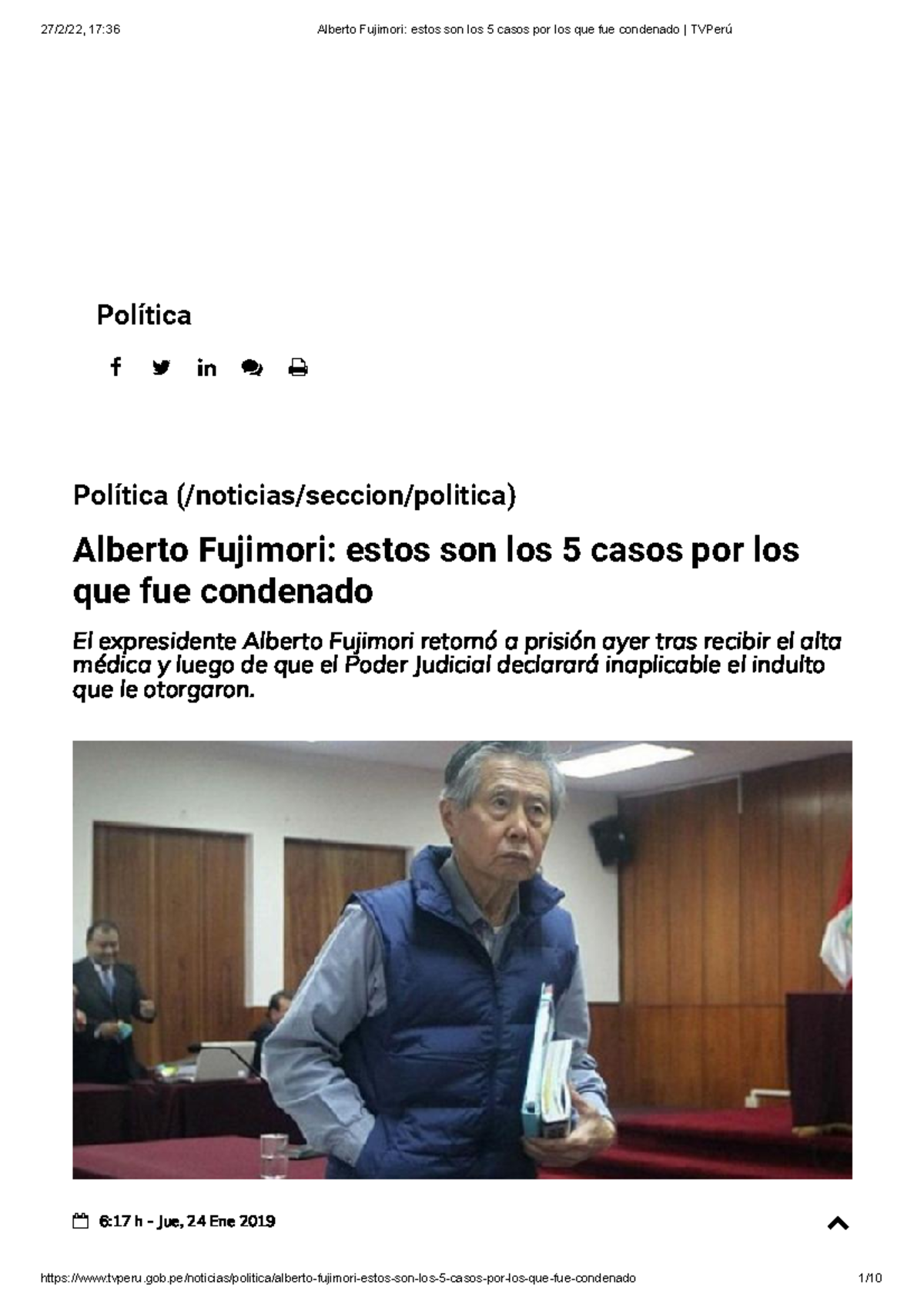 Alberto Fujimori Estos Son Los 5 Casos Por Los Que Fue Condenado TVPerú ...