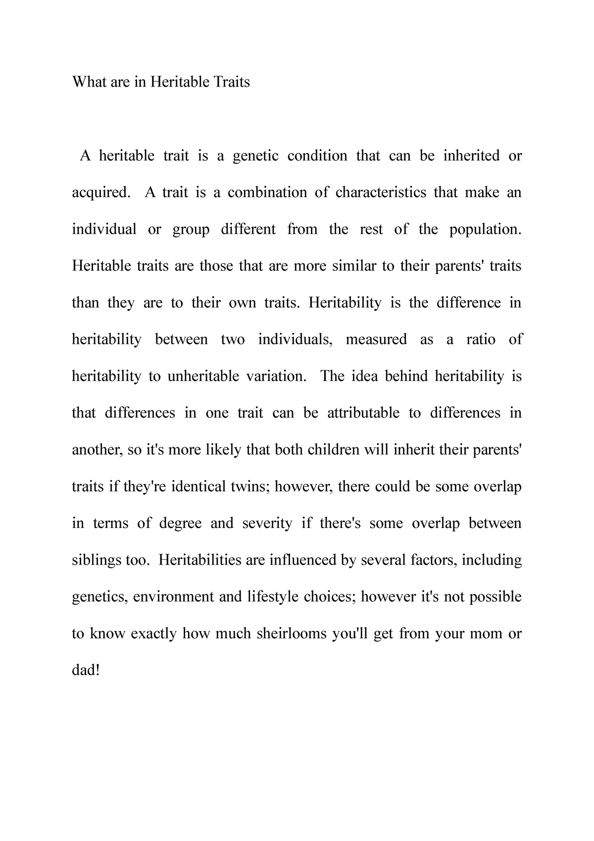 what-are-in-heritable-traits-a-trait-is-a-combination-of