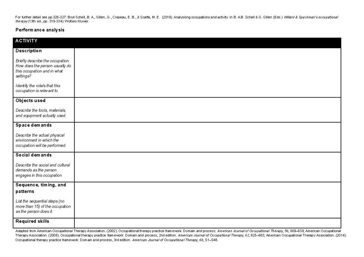Performance Analysis Template(1) - For further detail see pp-327: Boyt ...