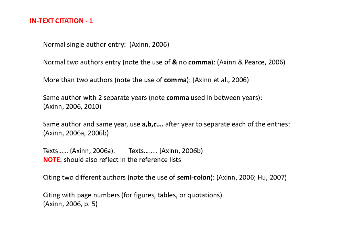Apa updated 2020c latest-2 - IN-TEXT CITATION - 1 Normal single author ...